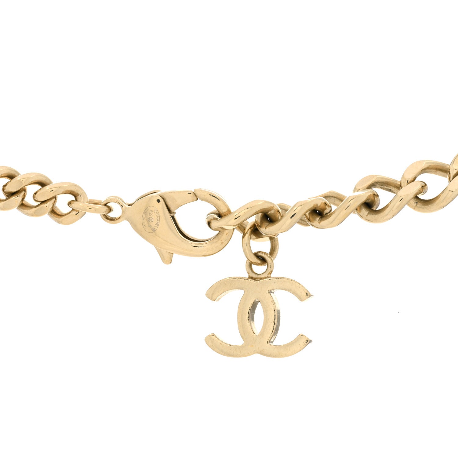 Chanel Crystal Chain CC Link Choker Gold Silver 3 of 3