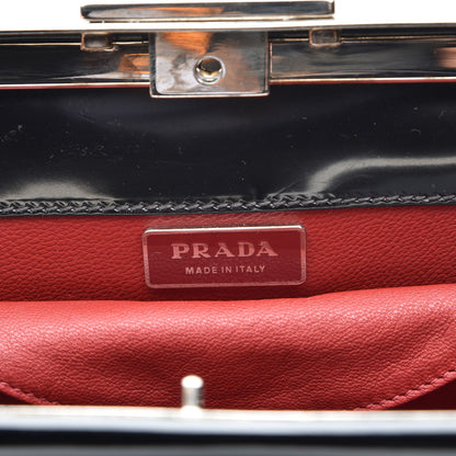 Prada Spazzolato Logo Print Framed Bag Nero Black 6 of 7