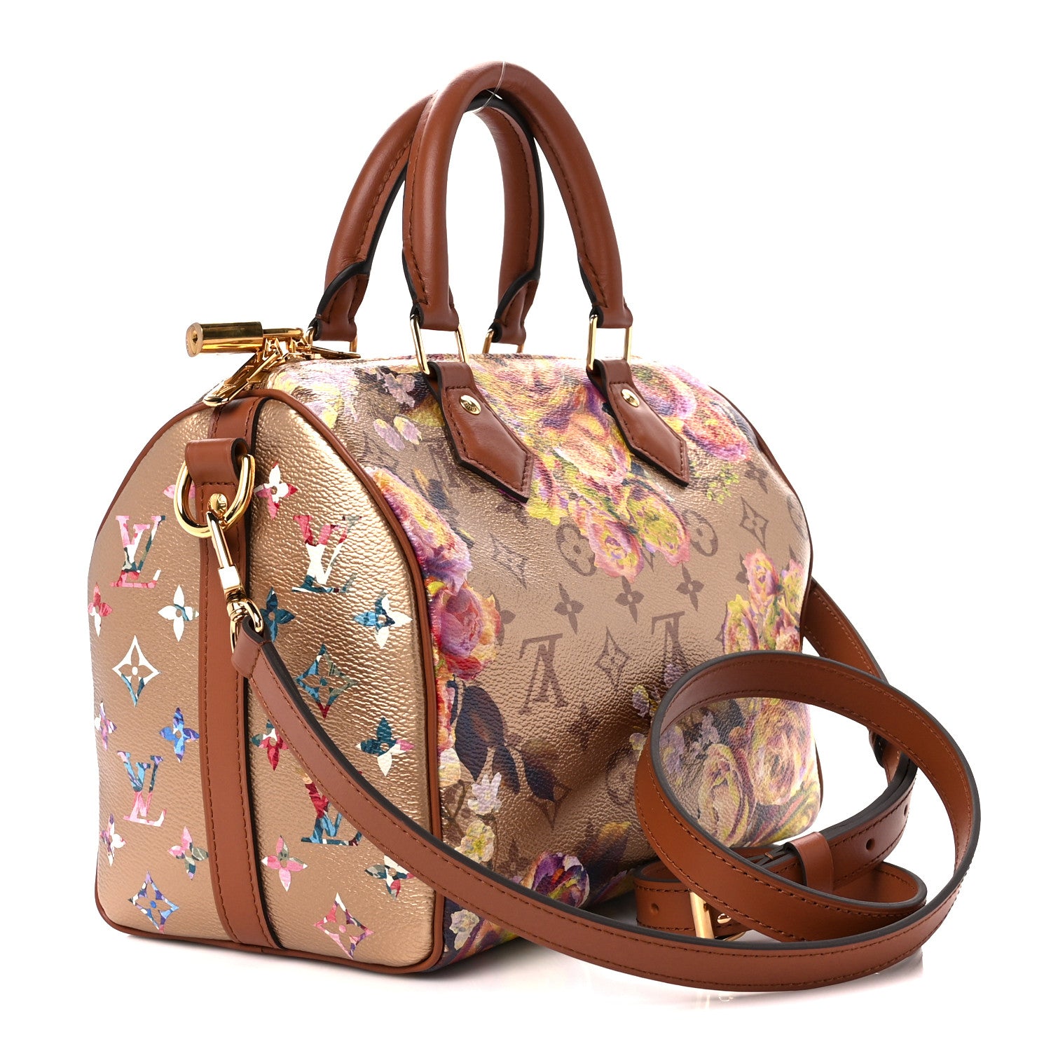 Louis Vuitton Metallic Monogram LV Garden Speedy Bandouliere 25 Gold 3 of 11