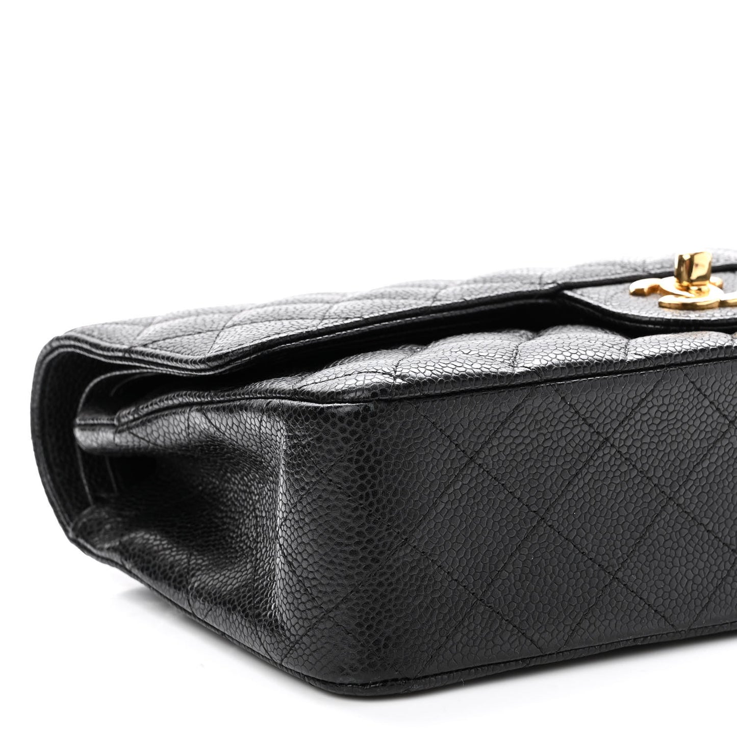 Caviar Quilted Medium Double Flap Black