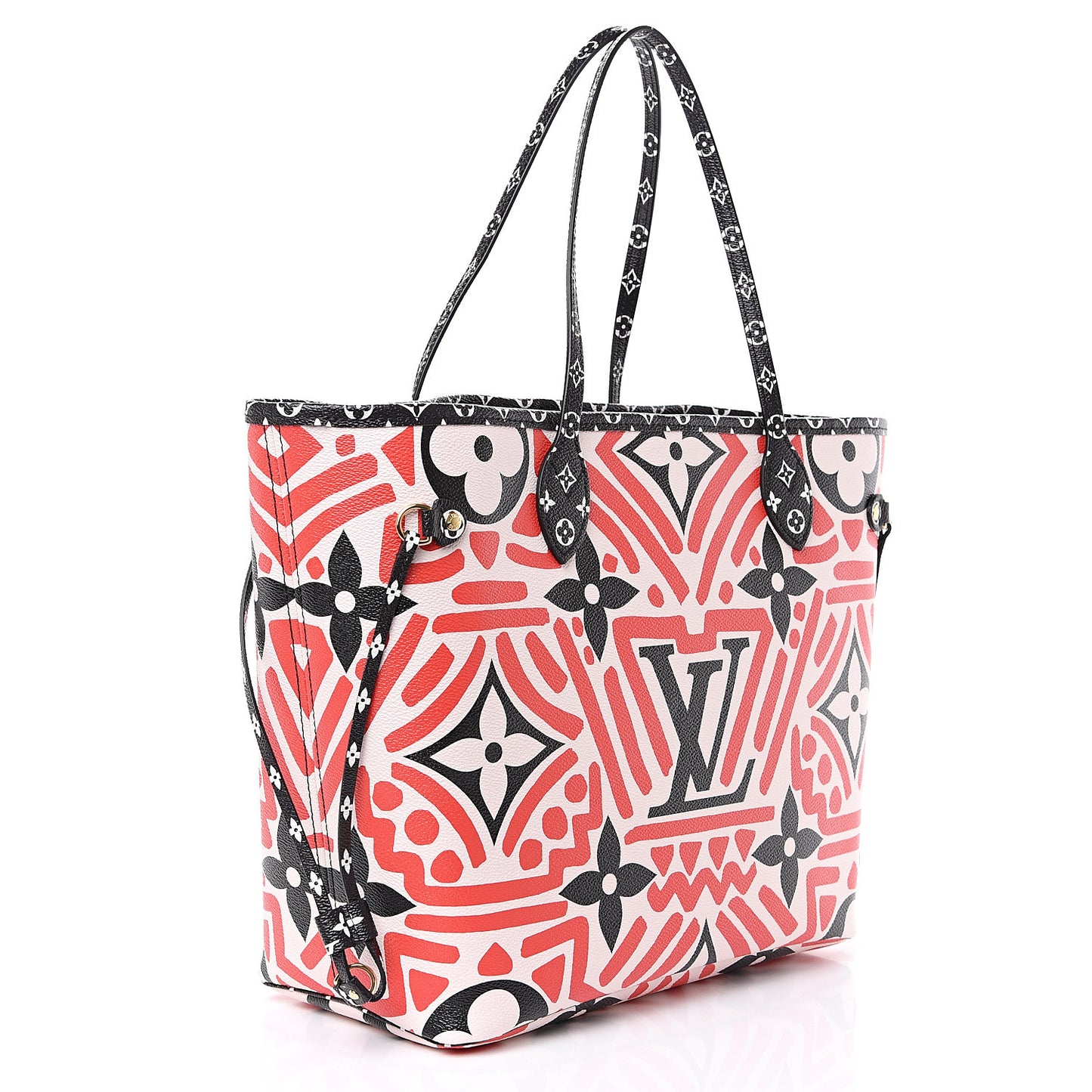Monogram Giant Crafty Neverfull MM Creme Rouge Black