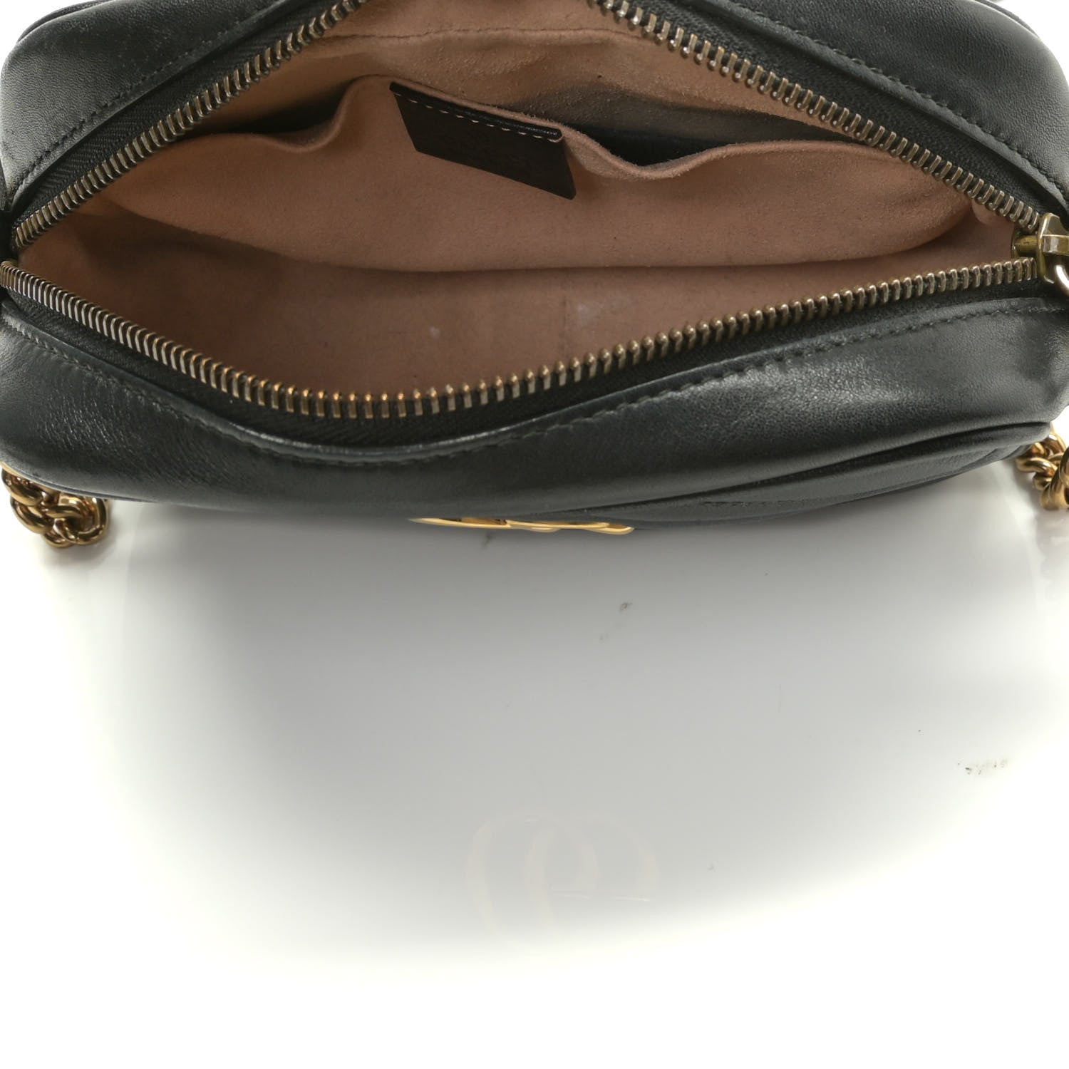 Gucci Calfskin Matelasse Mini GG Marmont Chain Shoulder Bag Black 5 of 14