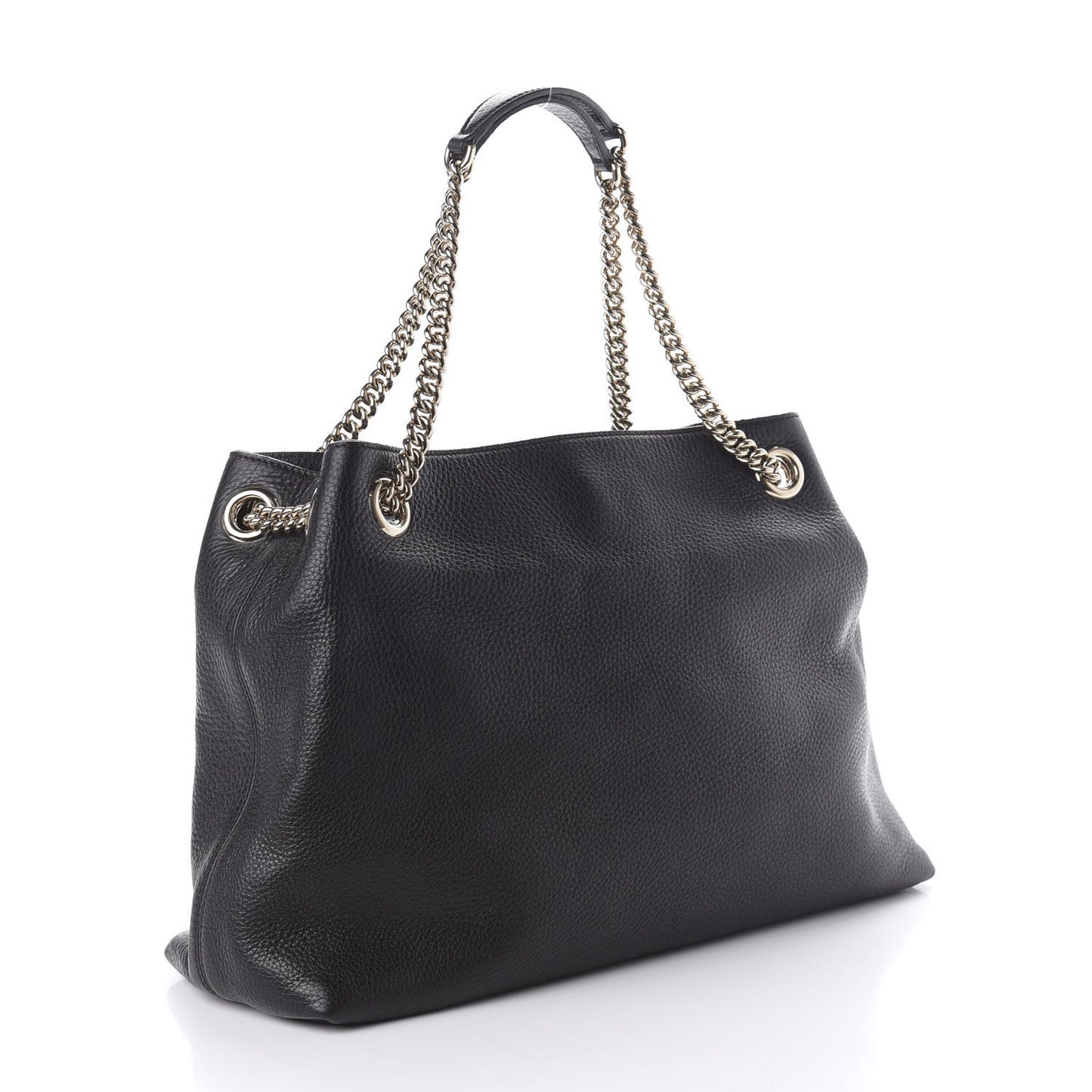 Pebbled Calfskin Medium Soho Chain Shoulder Bag Black