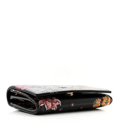 Christian Dior Calfskin Petites Fleurs Print Caro XS Wallet Black Multicolor 4 of 10