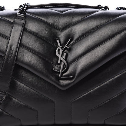 Saint Laurent Calfskin Y Quilted Monogram Small Loulou Chain Satchel Black 7 of 10
