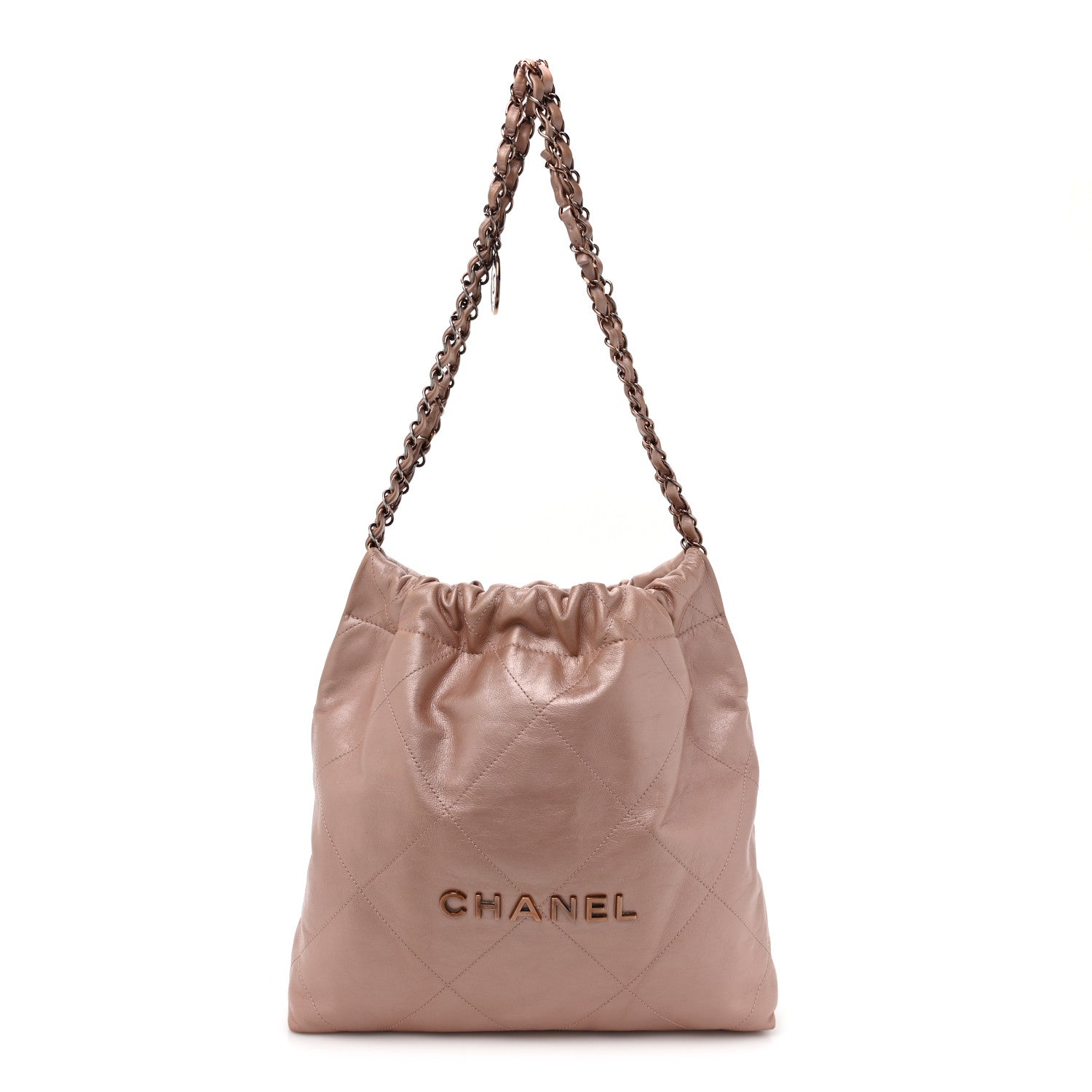 Chanel Metallic Calfskin Quilted Small Chanel 22 Pink 1 of 15