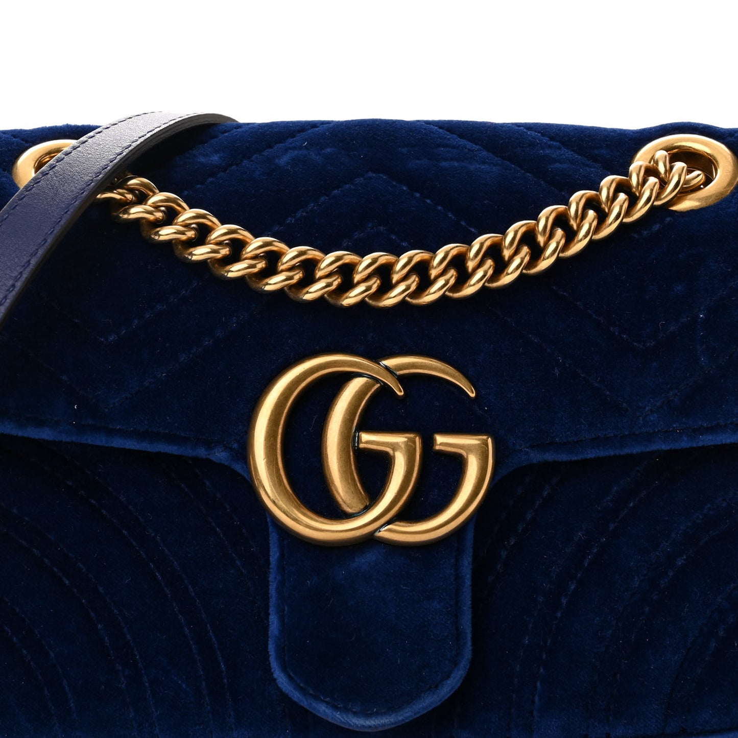 Velvet Matelasse Mini GG Marmont Shoulder Bag Cobalt Blue
