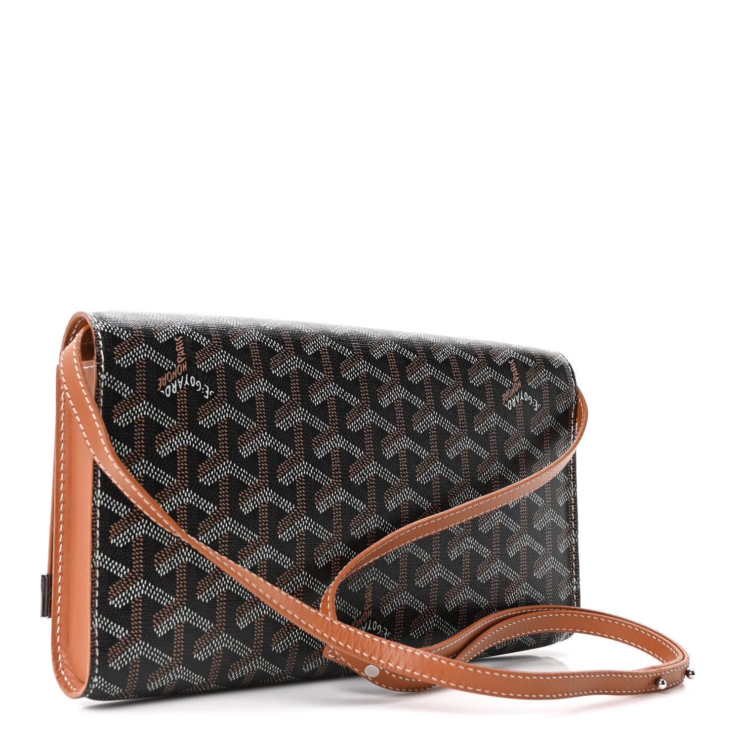 Goyard Goyardine Monte Carlo Bois Clutch With Strap Black Gold 3 of 9