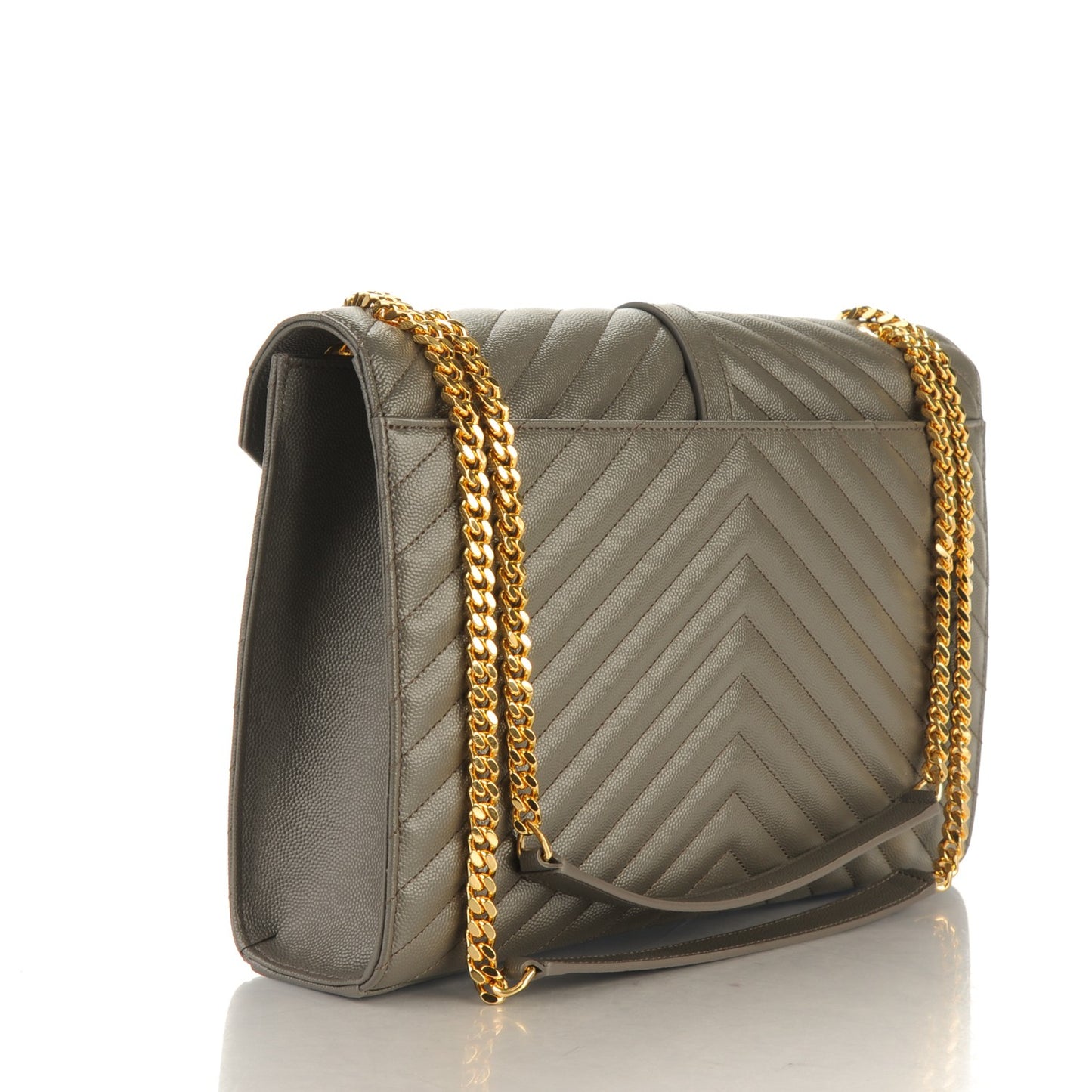 Grain De Poudre Matelasse Chevron Large Monogram Satchel Earth