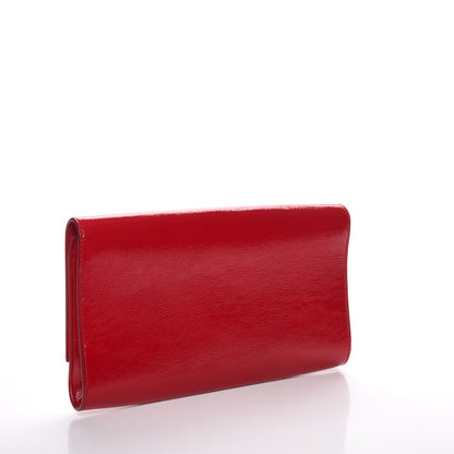 Saint Laurent Textured Patent Monogram Large Belle De Jour Clutch Red 3 of 7