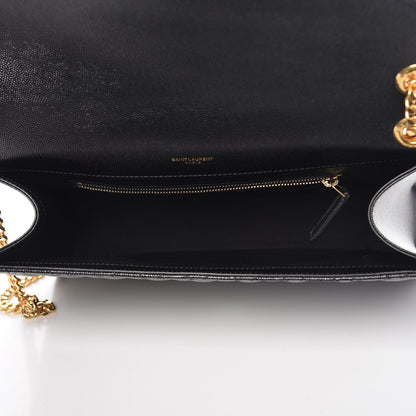 Saint Laurent Grain De Poudre Textured Mixed Matelasse Large Triquilt Monogram Satchel Black 5 of 11