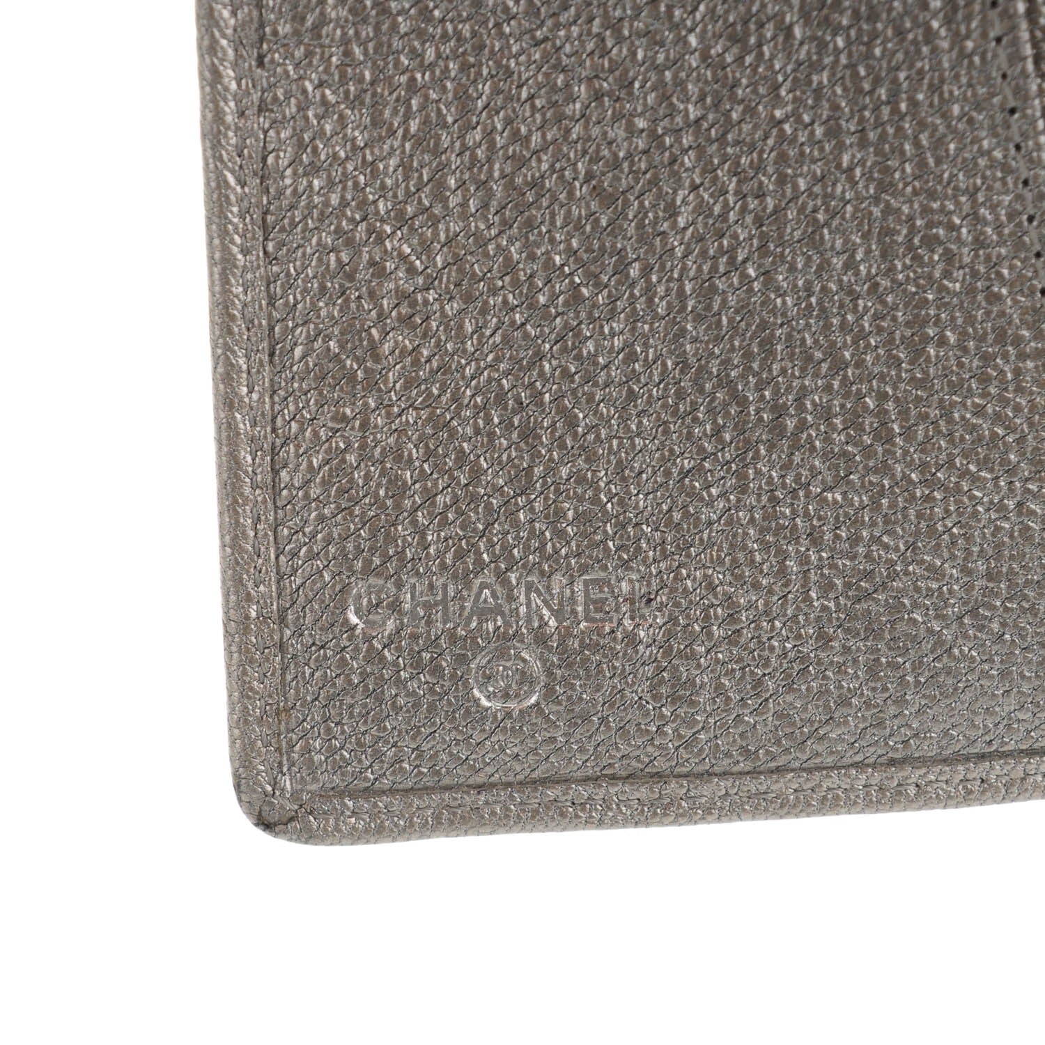 Chanel Grained Metallic Calfskin Small CC Pocket Agenda Cover Silver 6 of 8