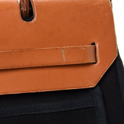 Hermes Toile Vache Calfskin Herbag 30 PM Black Natural 10 of 15
