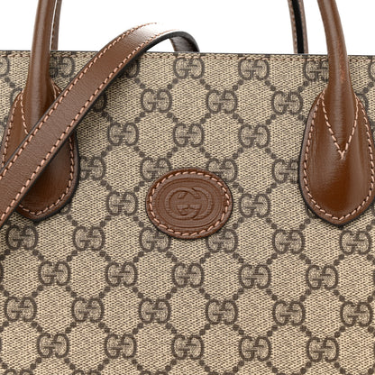Gucci GG Supreme Monogram Azalea Calfskin Small Retro Interlocking G Tote Bag Beige Ebony Brown Sugar 8 of 15