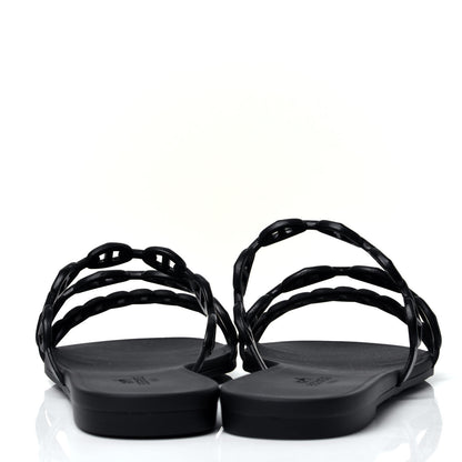 Hermes Rubber Chaine d'Ancre Nude Sandals 37 Black 4 of 6