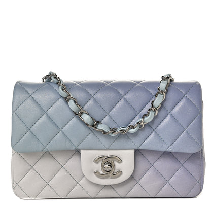 Chanel Perforated Lambskin Quilted Mini Rectangular Flap Light Blue Light Purple White 9 of 13