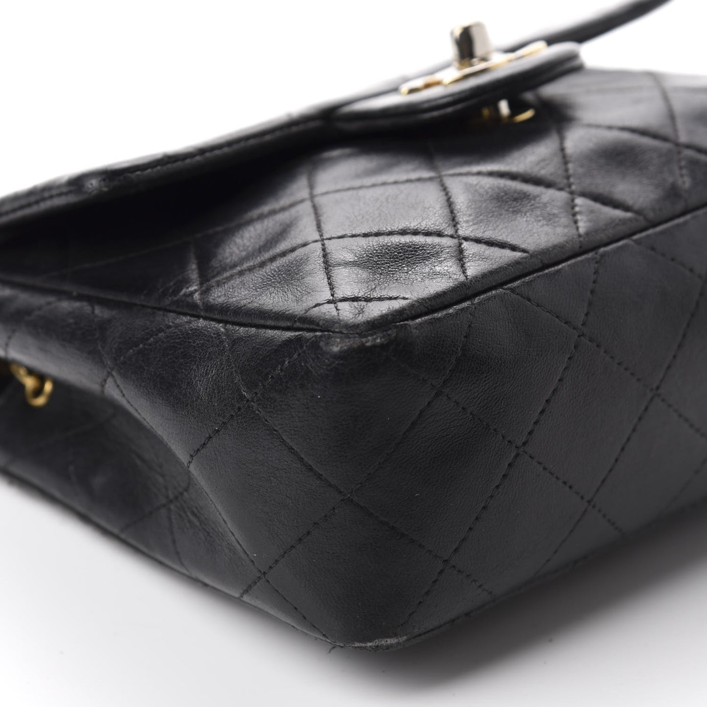 Lambskin Quilted Mini Square Flap Black
