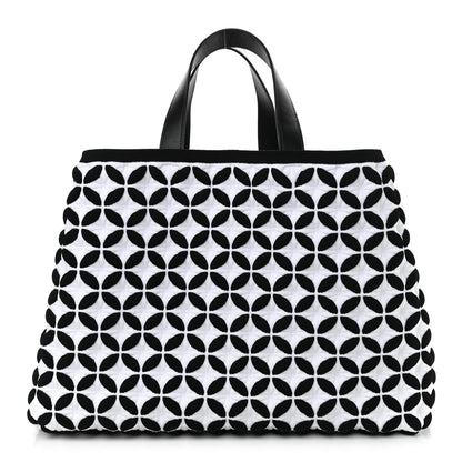 Alaia Knit Calfskin Maille Marco Petale Cabas Tote Black White 3 of 9