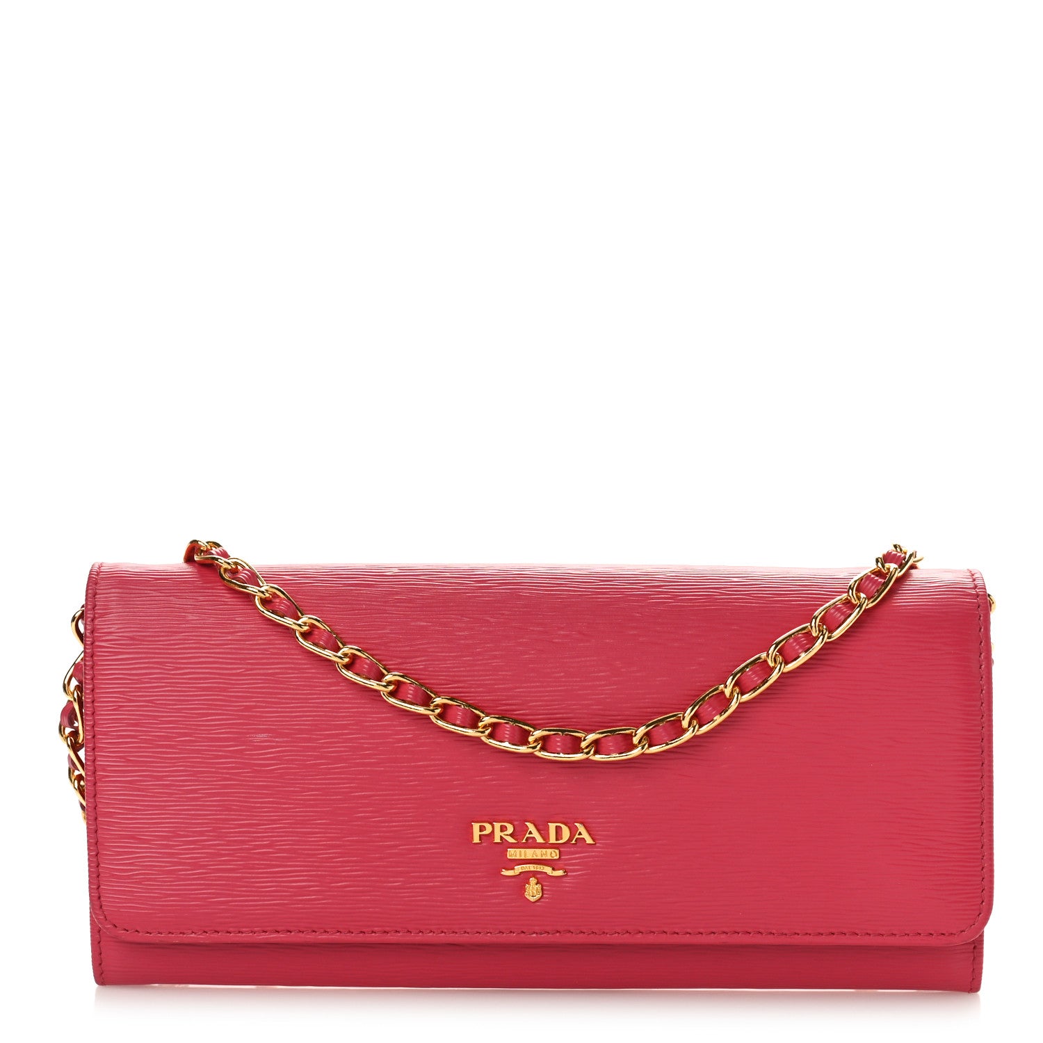 Prada Vitello Move Metal Oro Chain Wallet Peonia 1 of 8