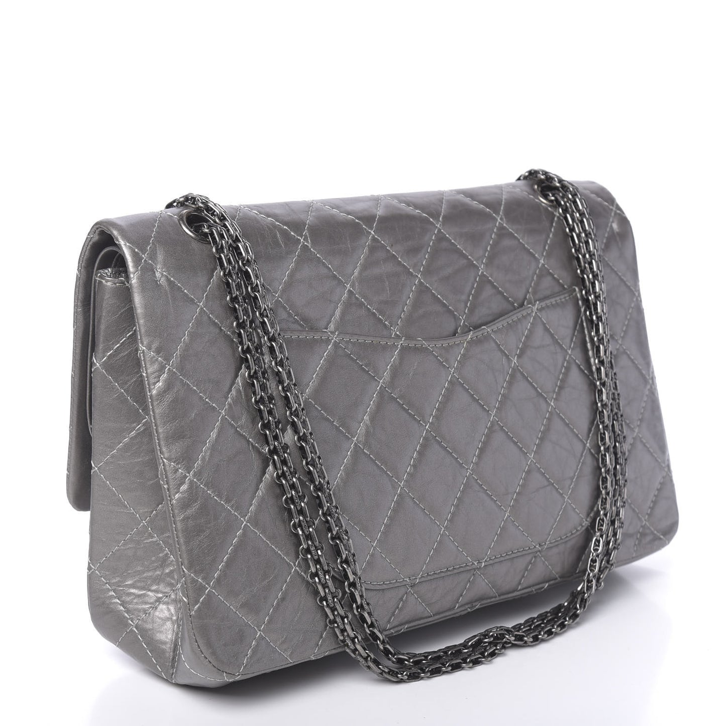 Metallic Aged Calfskin Quilted 2.55 Reissue 227 Flap Argent Fonce