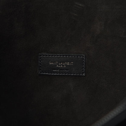 Saint Laurent Calfskin Crocodile Embossed Medium Supple Sac de Jour Black 6 of 12