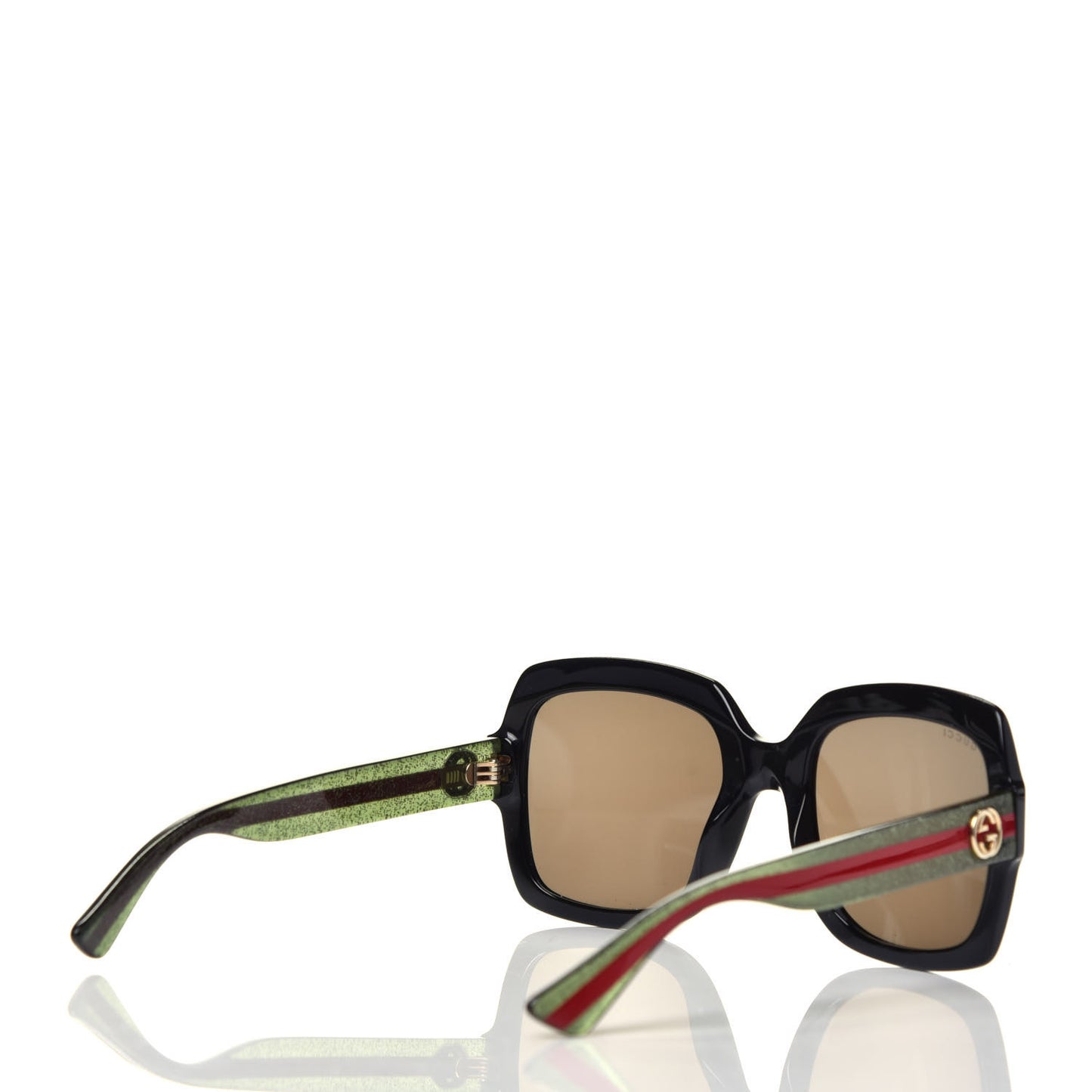 Acetate Square Frame Web Glitter Sunglasses GG0036S Black Green