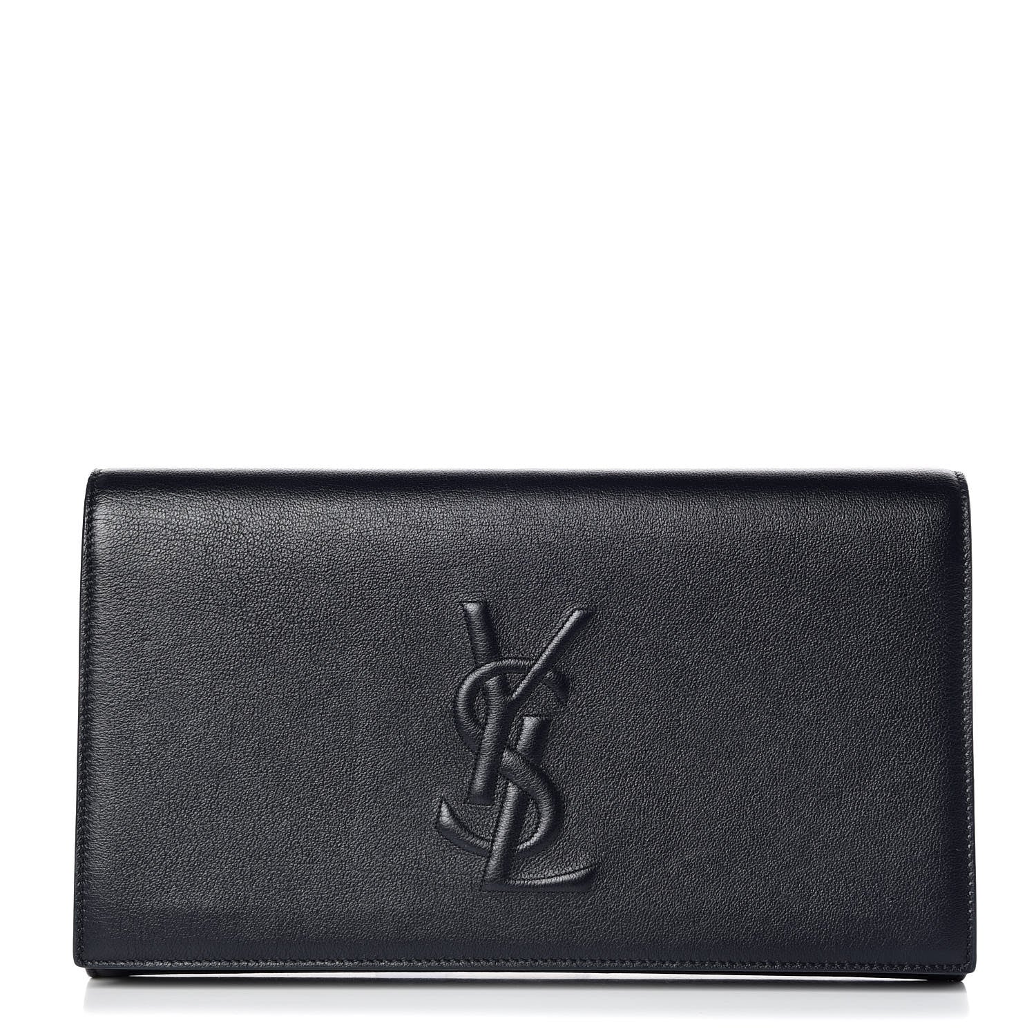 Saint Laurent Calfskin Large Belle De Jour Clutch Deep Marine 1 of 10