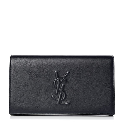 Saint Laurent Calfskin Large Belle De Jour Clutch Deep Marine 1 of 10