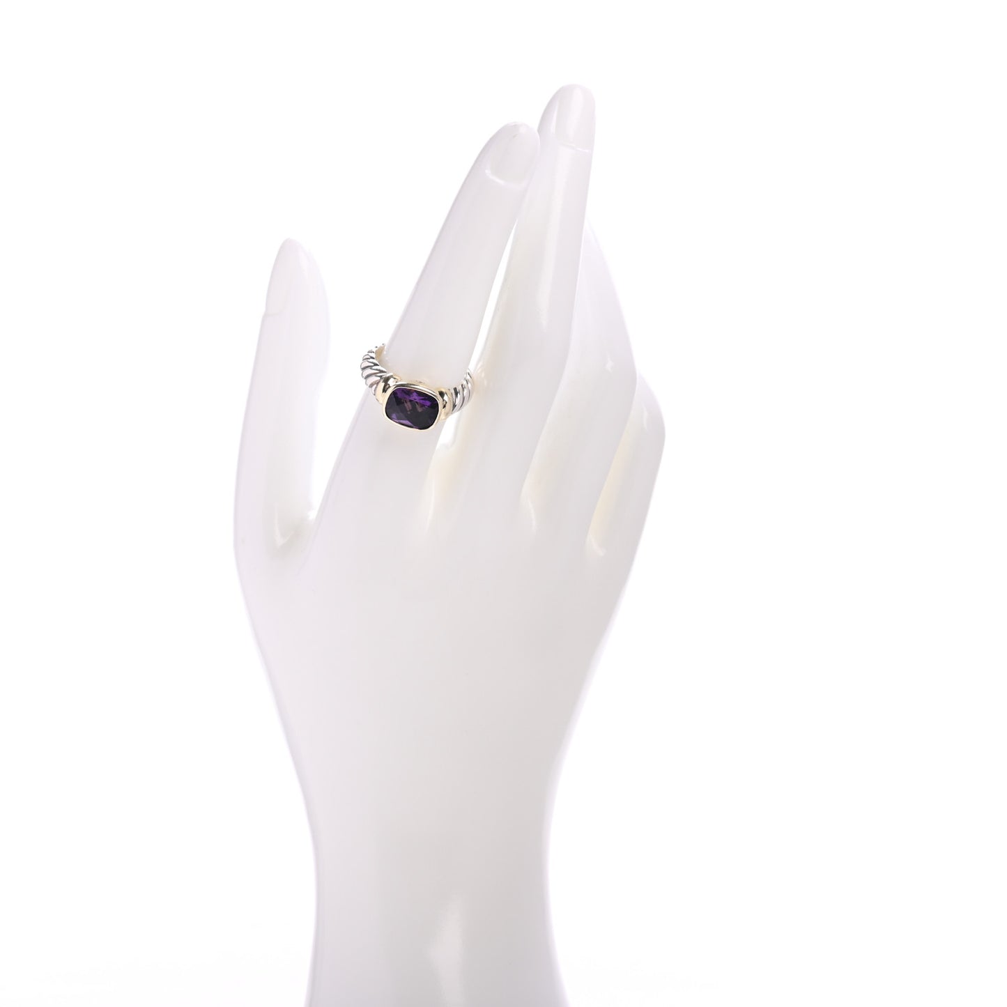 Sterling Silver 14K Yellow Gold Amethyst 10mm Noblesse Ring 57 8