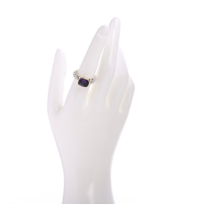David Yurman Sterling Silver 14K Yellow Gold Amethyst 10mm Noblesse Ring 57 8 2 of 6
