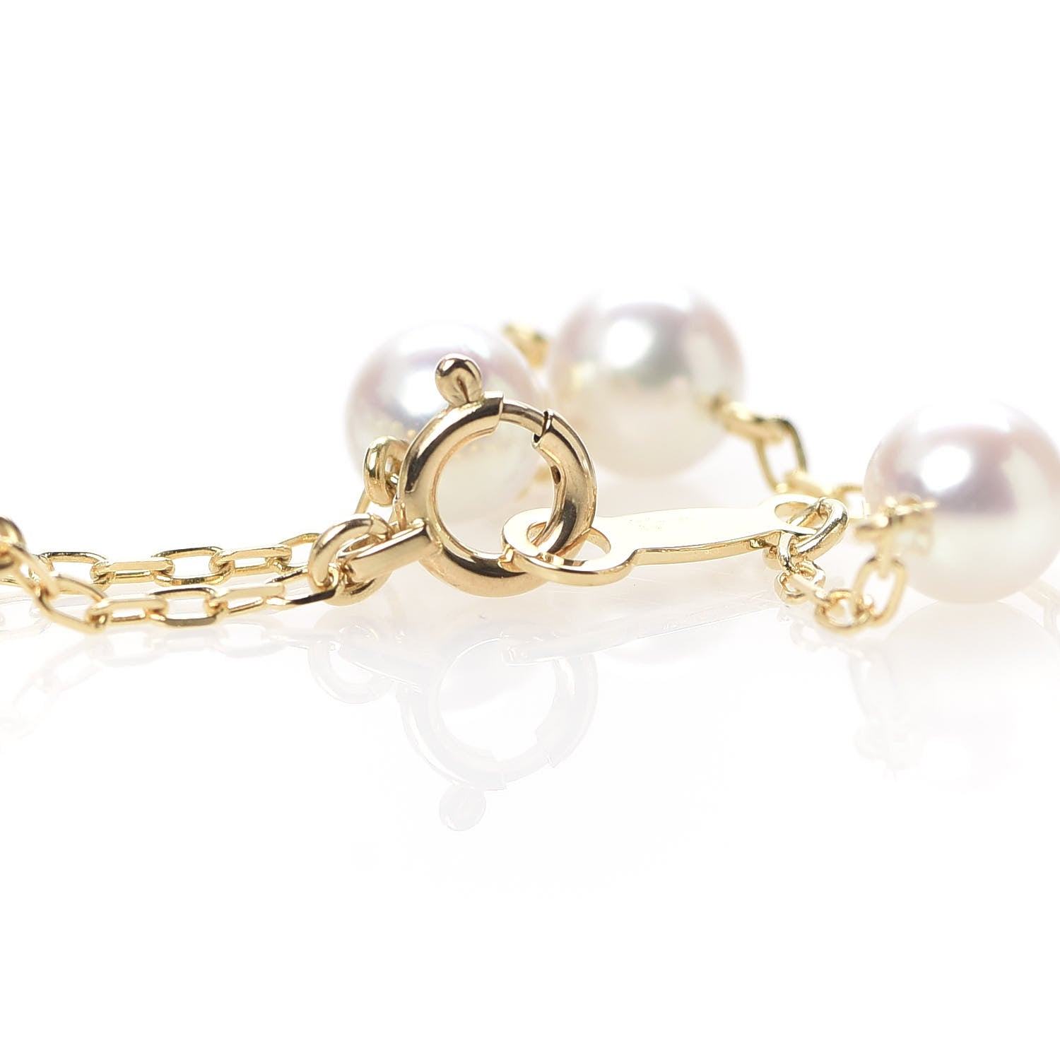 Mikimoto 18K Yellow Gold Akoya Pearl 5mm Station Bracelet 4 of 7