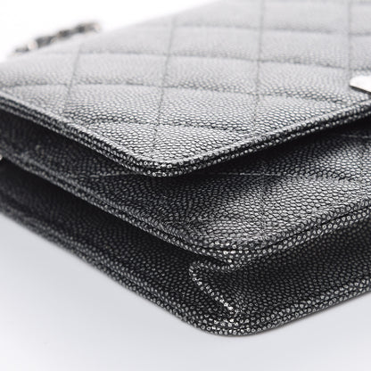 Chanel Metallic Caviar Quilted Golden Class Wallet On Chain WOC Dark Grey 10 of 11