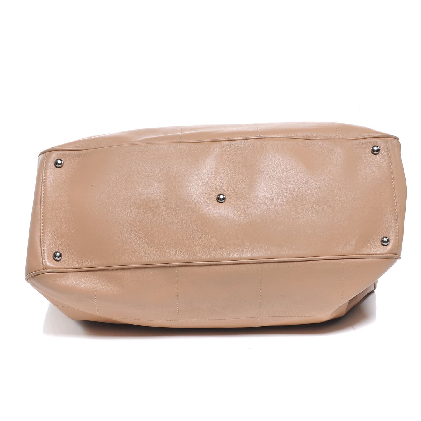 Leather Square Stitched Bag Beige