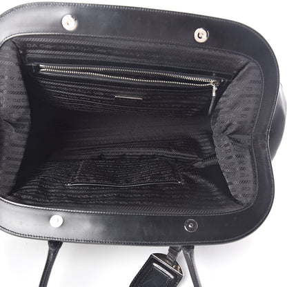 Prada Tessuto Nylon Calfskin Frame Satchel Black 5 of 9