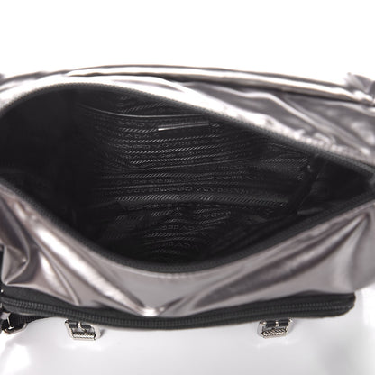 Prada Metallic Nylon Studded Messenger Bag Ferro Black 5 of 7