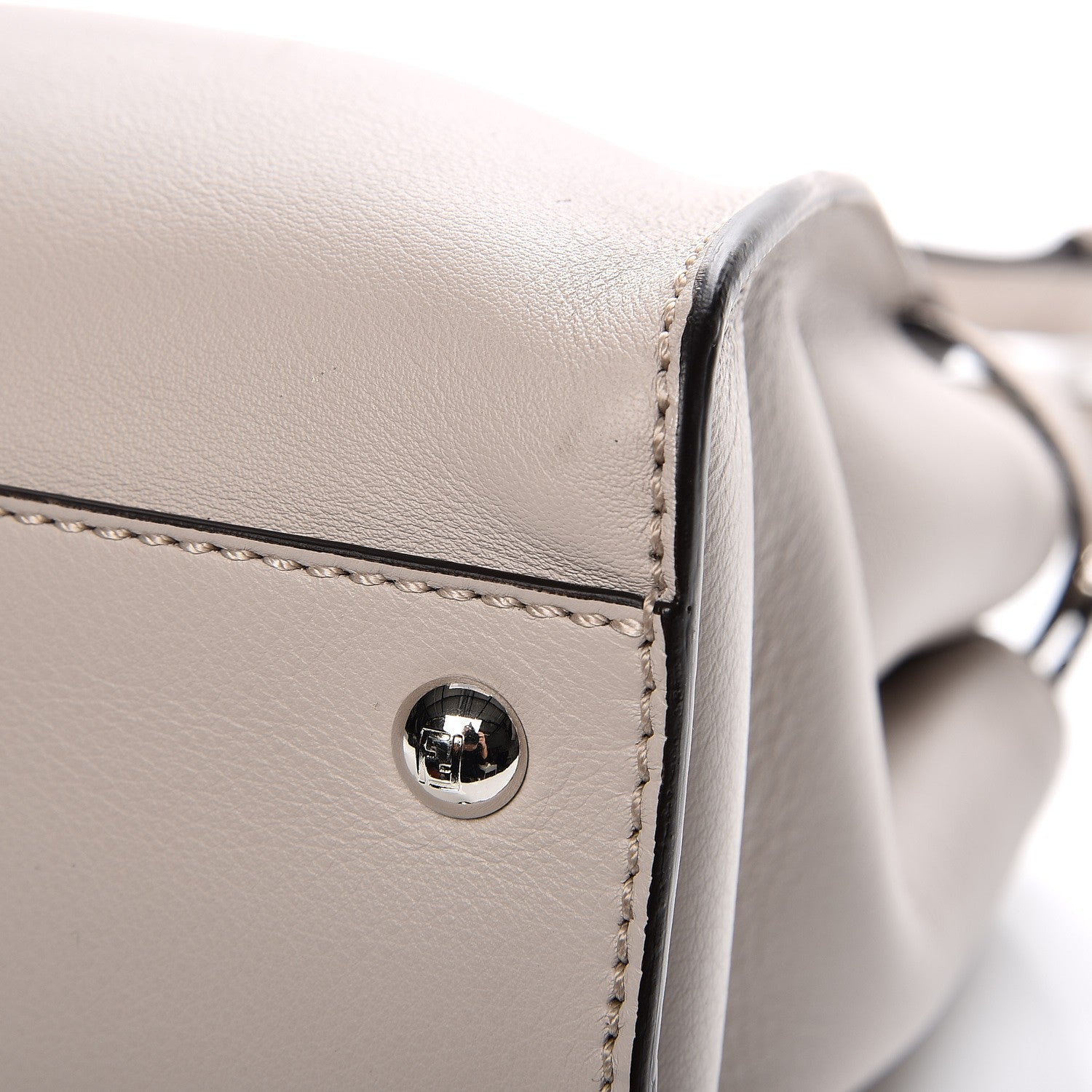 Fendi Vitello Seta Shiny Nappa Medium Peekaboo Iconic Satchel Grigio Polvere Bordeaux 9 of 9