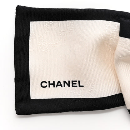 Chanel Silk Twill Hair Tie Ivory Black 3 of 4