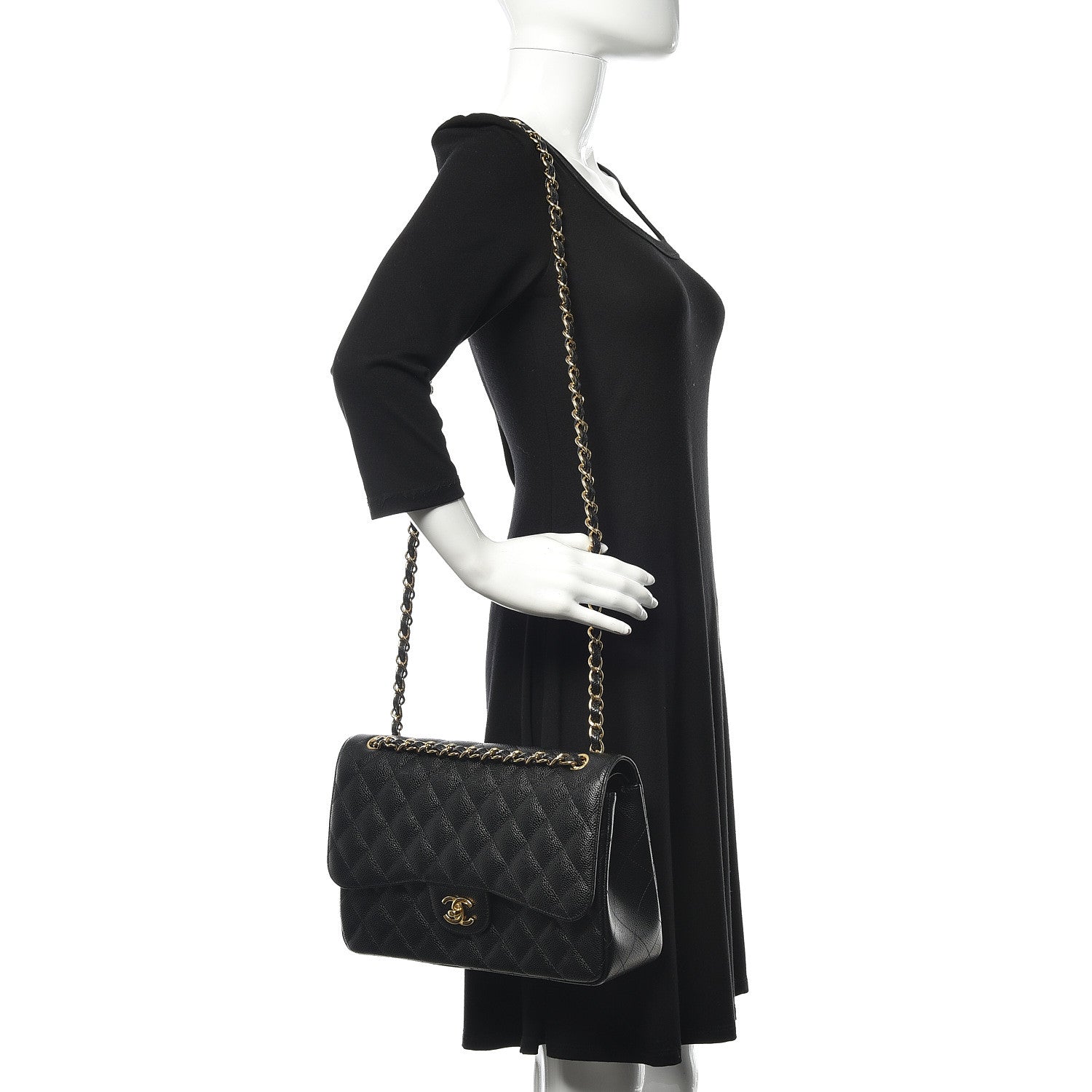 Chanel Caviar Quilted Jumbo Double Flap Black 2 of 11