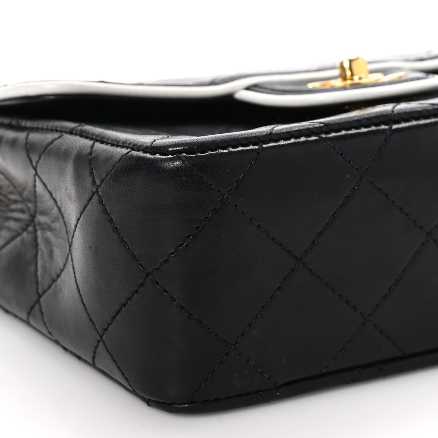 Lambskin Quilted Mini Square Flap Bag Black White