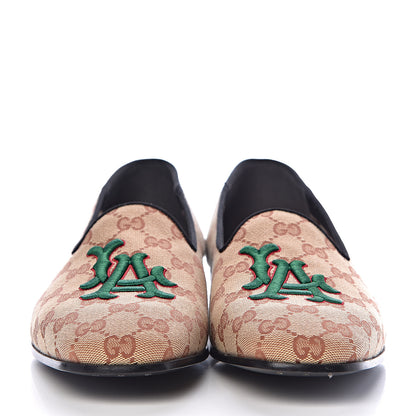 Gucci X MLB GG Monogram LA Dodgers Embroidered Mens Loafers 8.5 Beige Ruggine Black 2 of 8