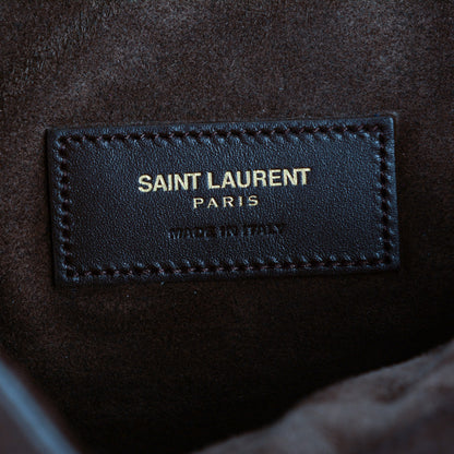 Saint Laurent Suede Calfskin Small Emmanuelle Fringe Bucket Bag Brown 6 of 7