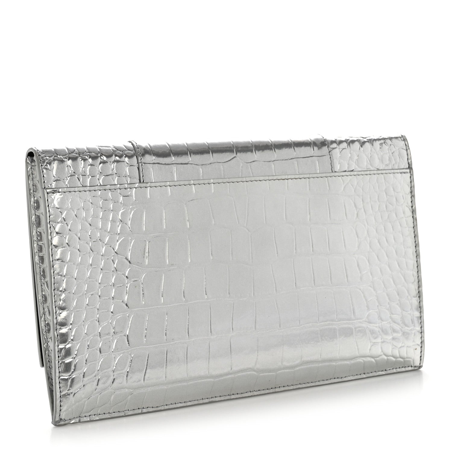 小物 BALENCIAGA Balenciaga Metallic Calfskin Crocodile Embossed Hourglass Flap