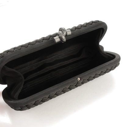 Bottega Veneta Silk Faille Intrecciato Knot Clutch Black 5 of 6