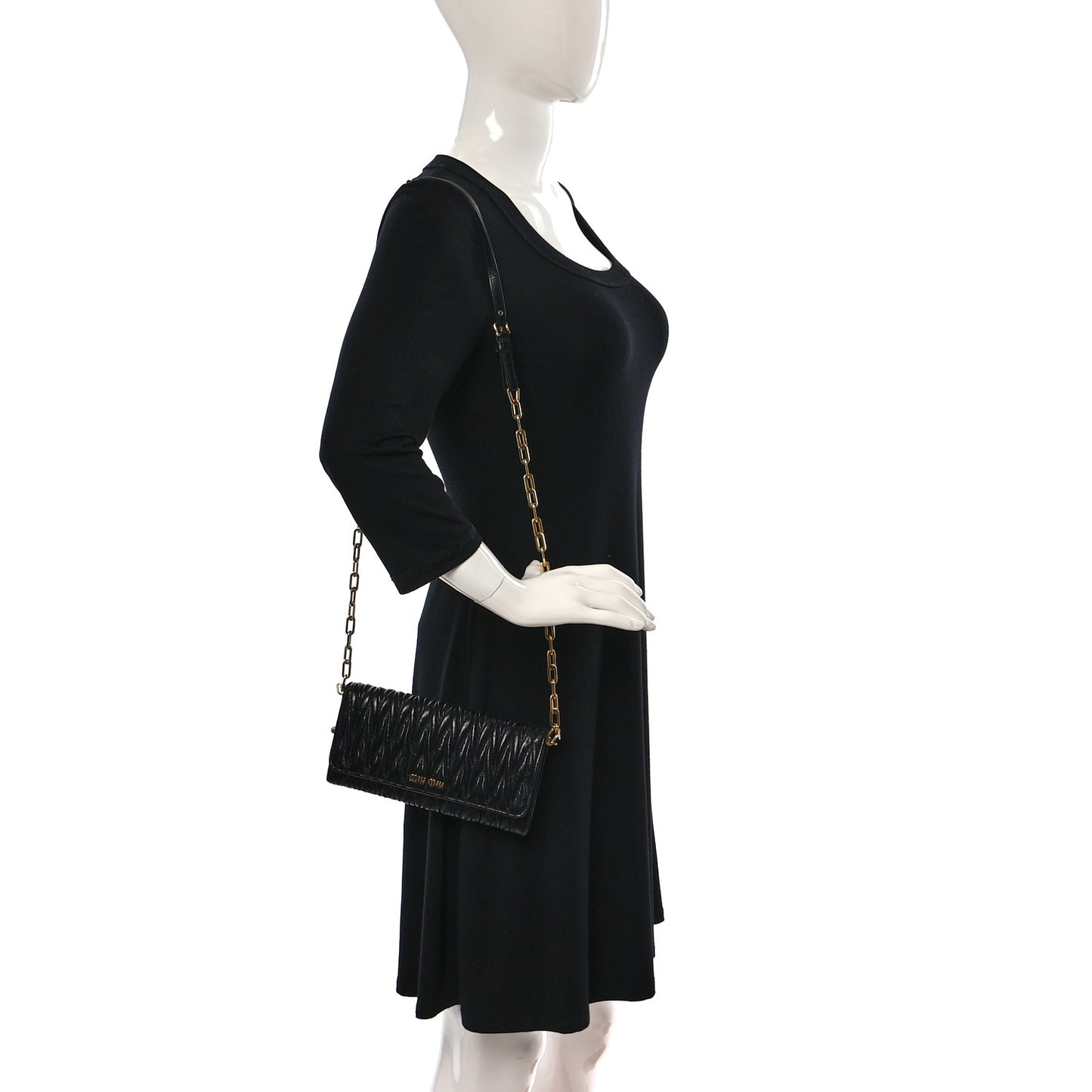 Nappa Matelasse Wallet On Chain Black