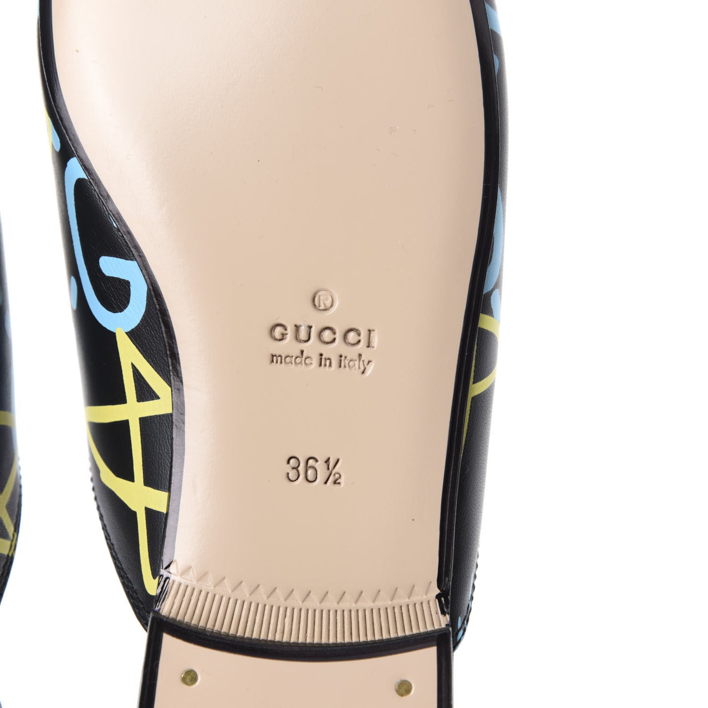 Calfskin GucciGhost Print Womens Princetown Slippers 36.5 Black New Acquamarine