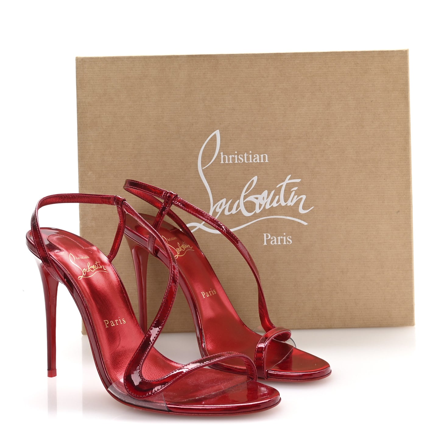 Metallic Patent Rosalie 100 Sandals 38.5 Loubi