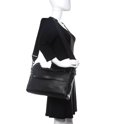 Valentino Garavani Pebbled Calfskin Rockstud Messenger Black 2 of 9