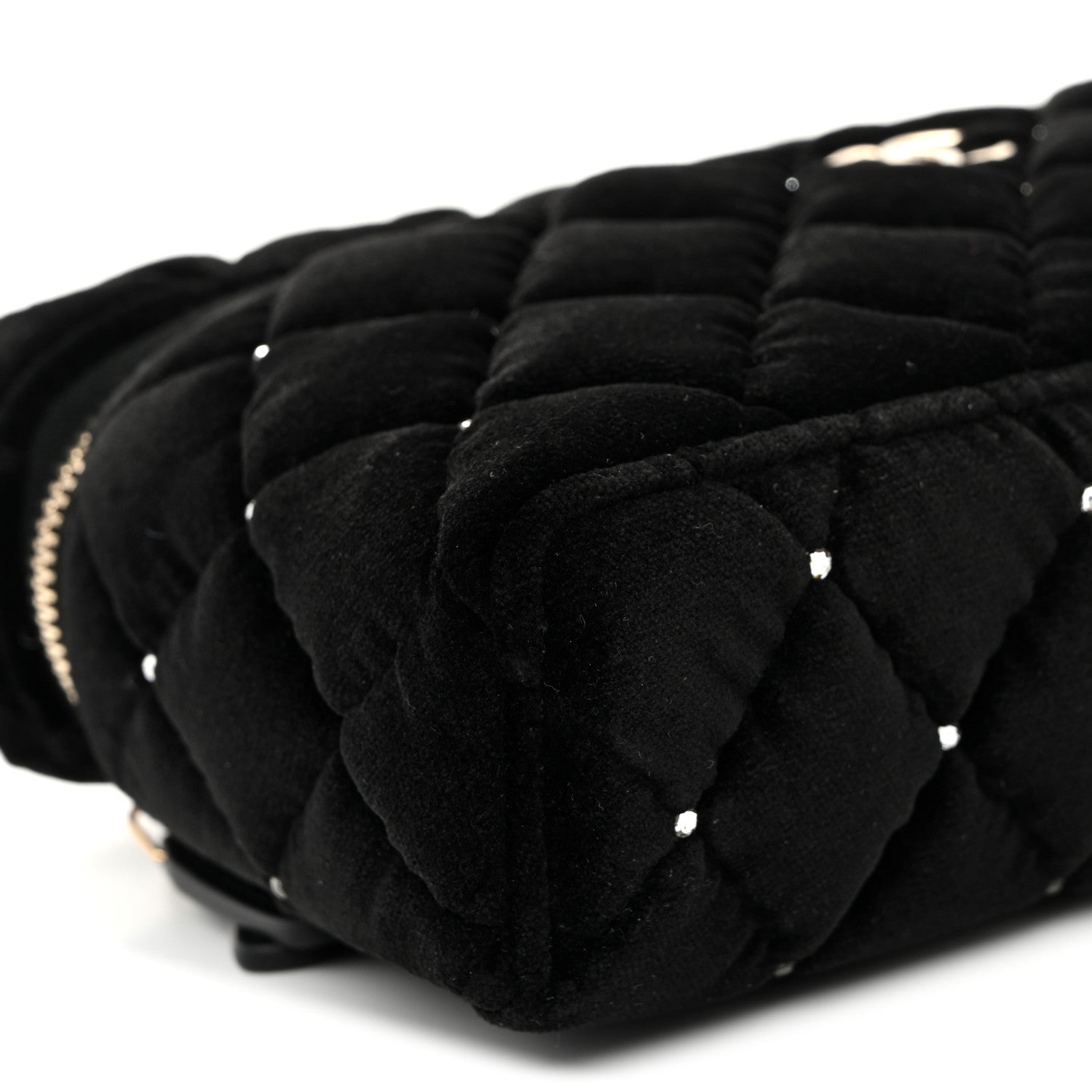 Chanel Velvet Diamanté Quilted Top Handle Slim Vanity Case With Chain Black 9 of 10