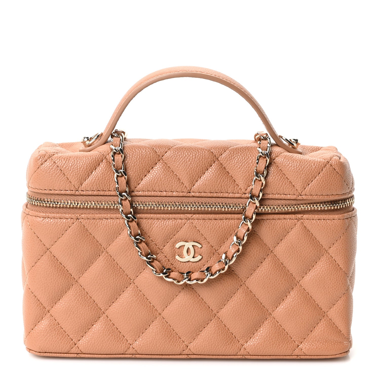 Chanel Caviar Quilted Top Handle Slim Vanity With Chain Brown 1 of 10
