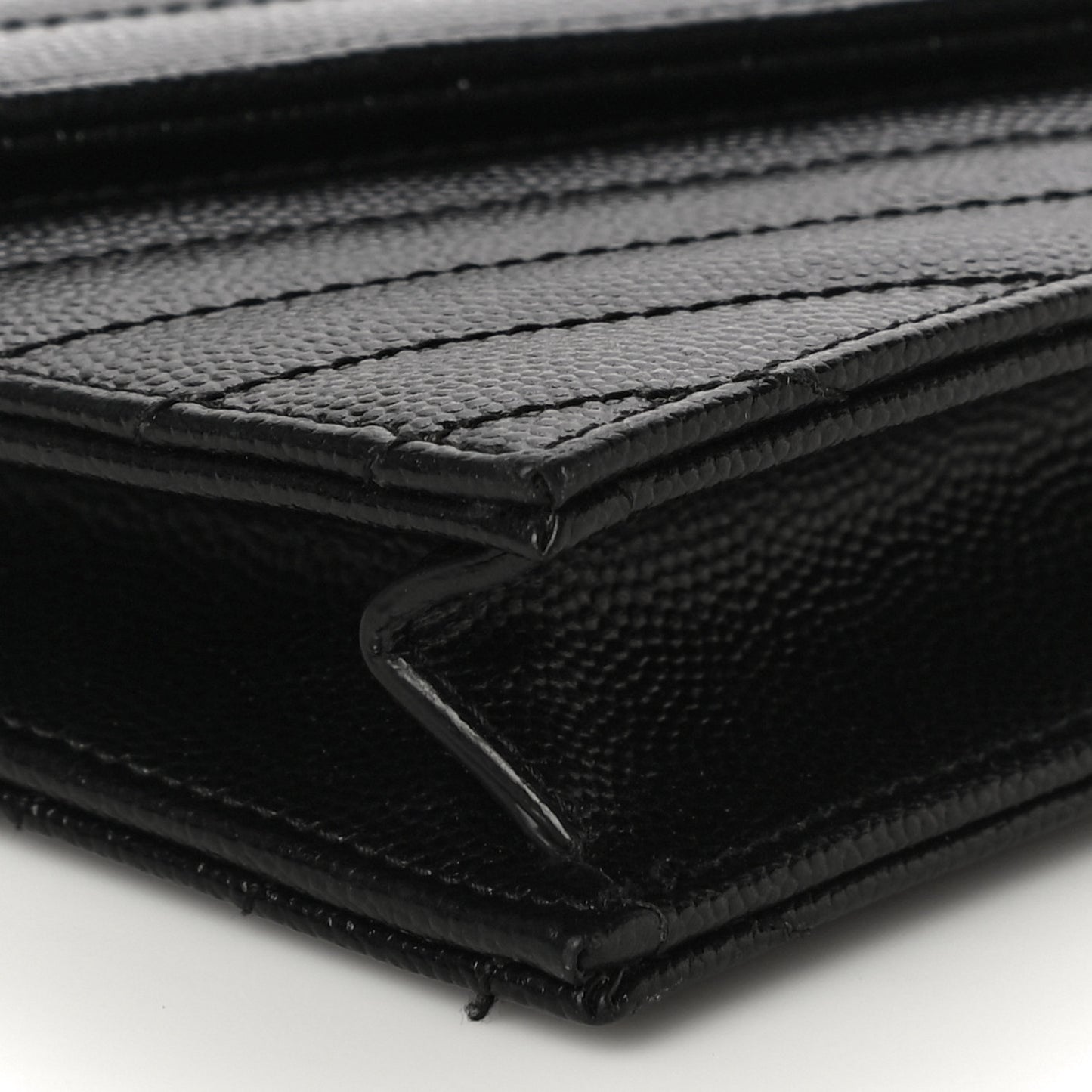 Grain De Poudre Matelasse Chevron Monogram Envelope Chain Wallet Black